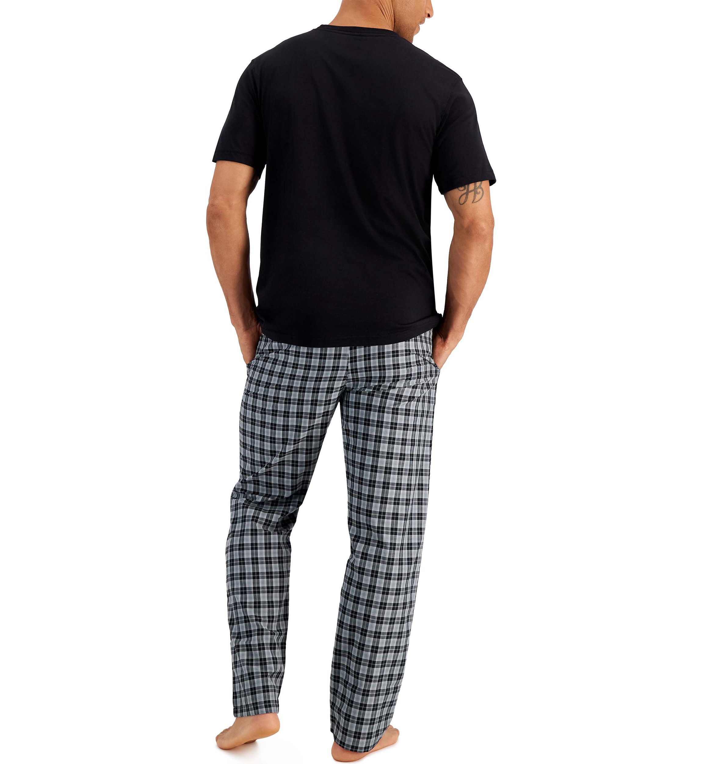 Hanes Mens Woven Pant with Knit SS Top
