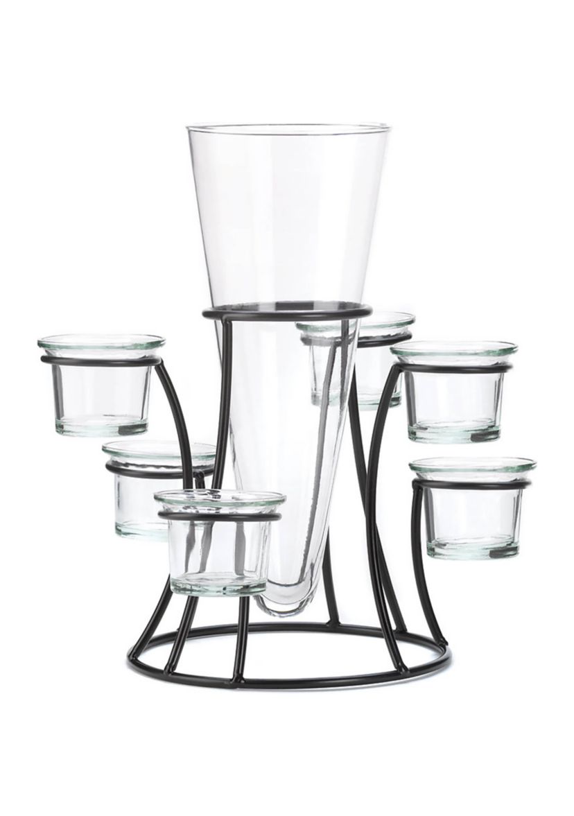 Circular Candle Stand with Vase - 10.25" x 9.75" x 10.75"