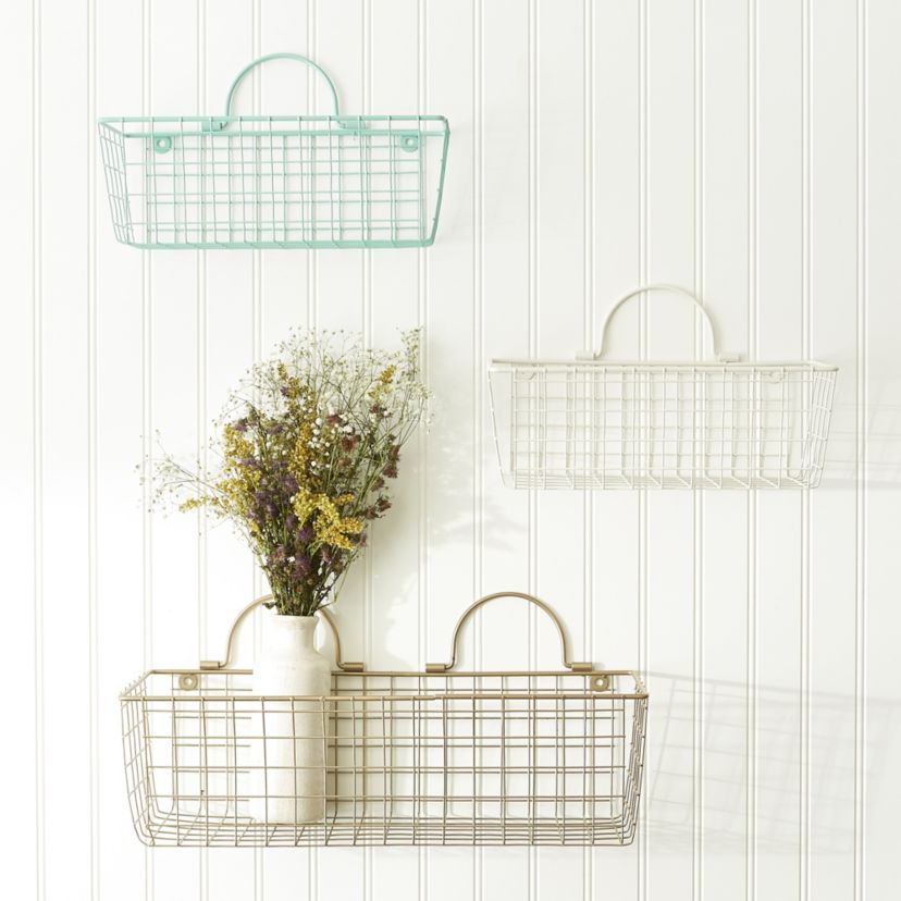 Medium Gold Wire Wall Basket (Set of 2)