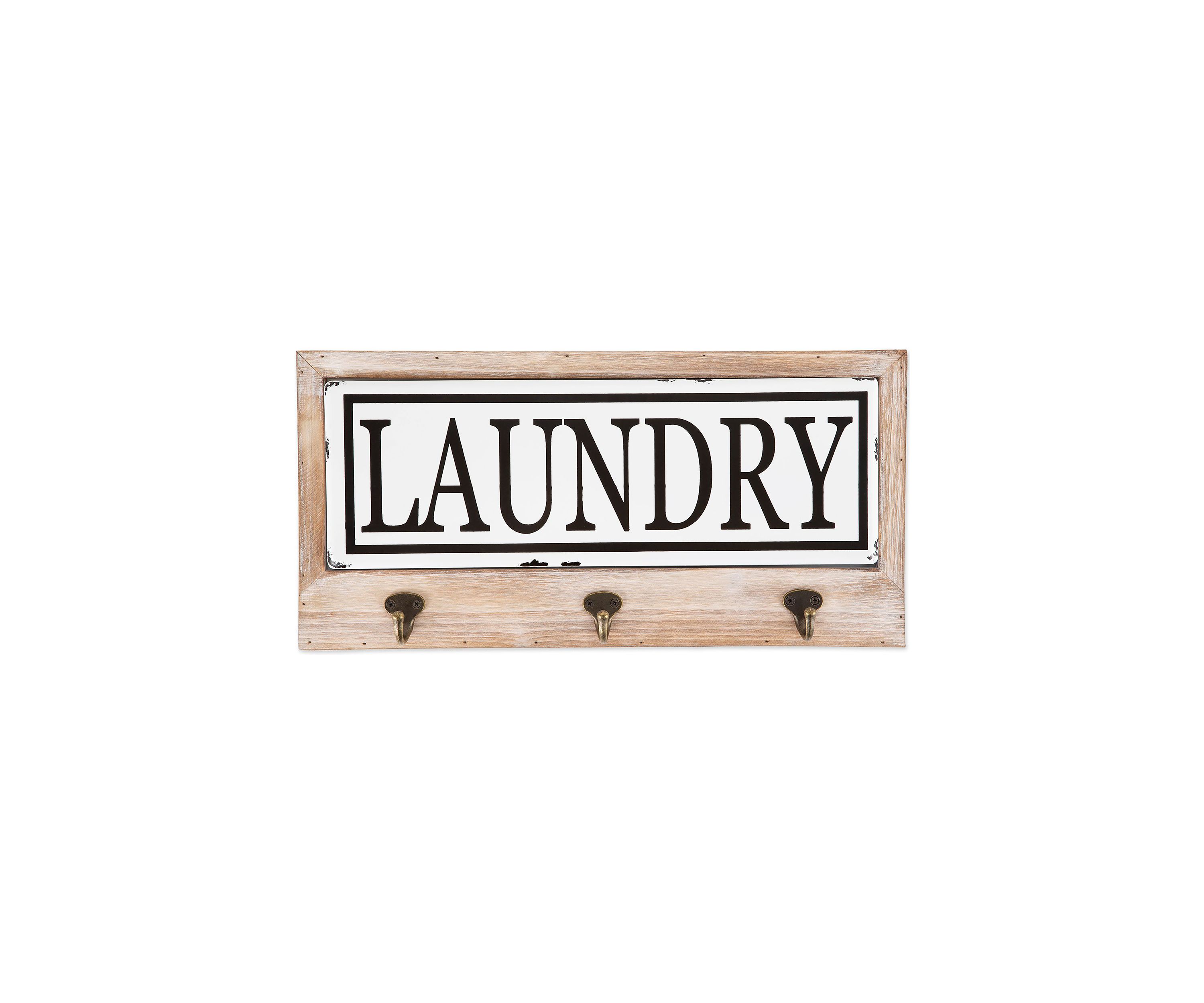 DII Vintage Enamelware Tile Laundry Hook Sign