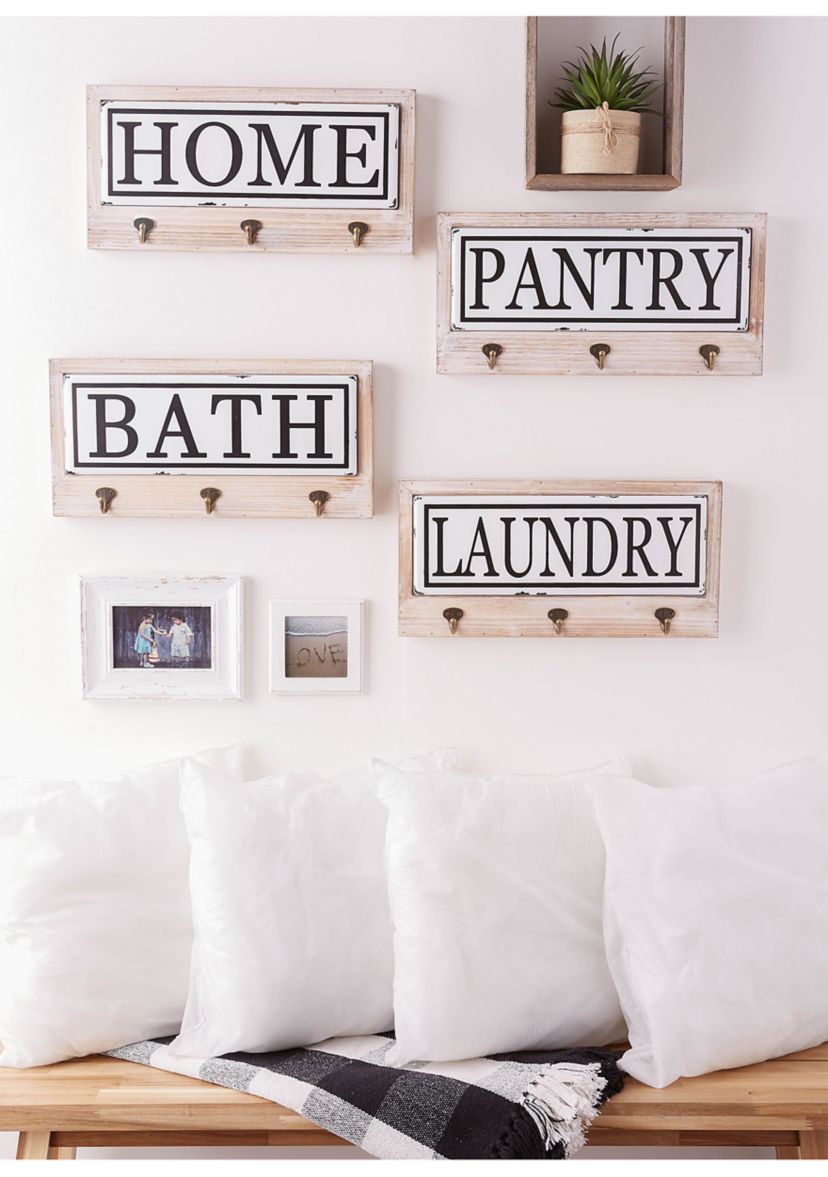 DII Vintage Enamelware Tile Laundry Hook Sign