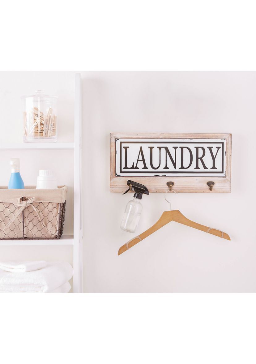 DII Vintage Enamelware Tile Laundry Hook Sign