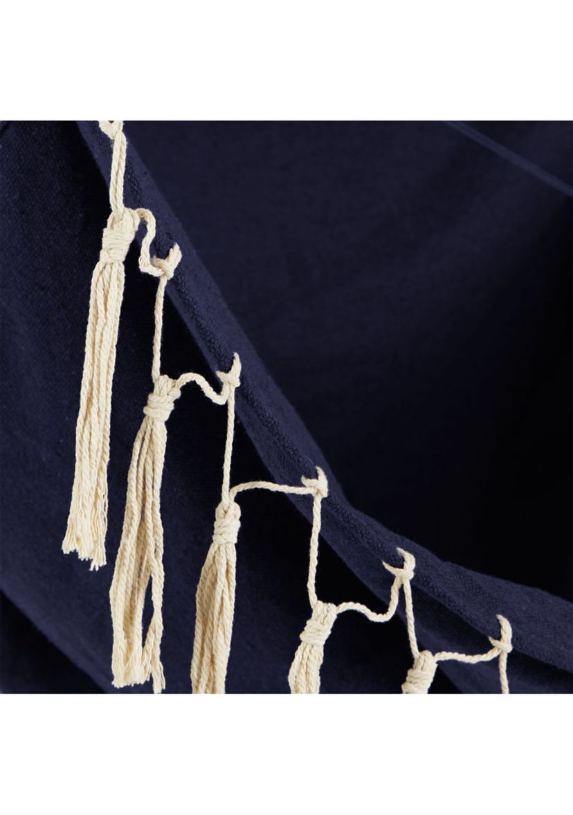 Gray Hammock Chair With Fringe Trim