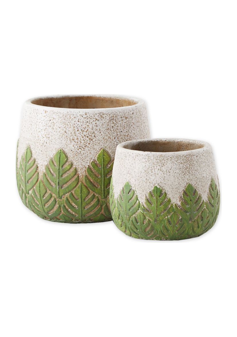 Greek Leaf Cement Flower Pot (Set of 2)