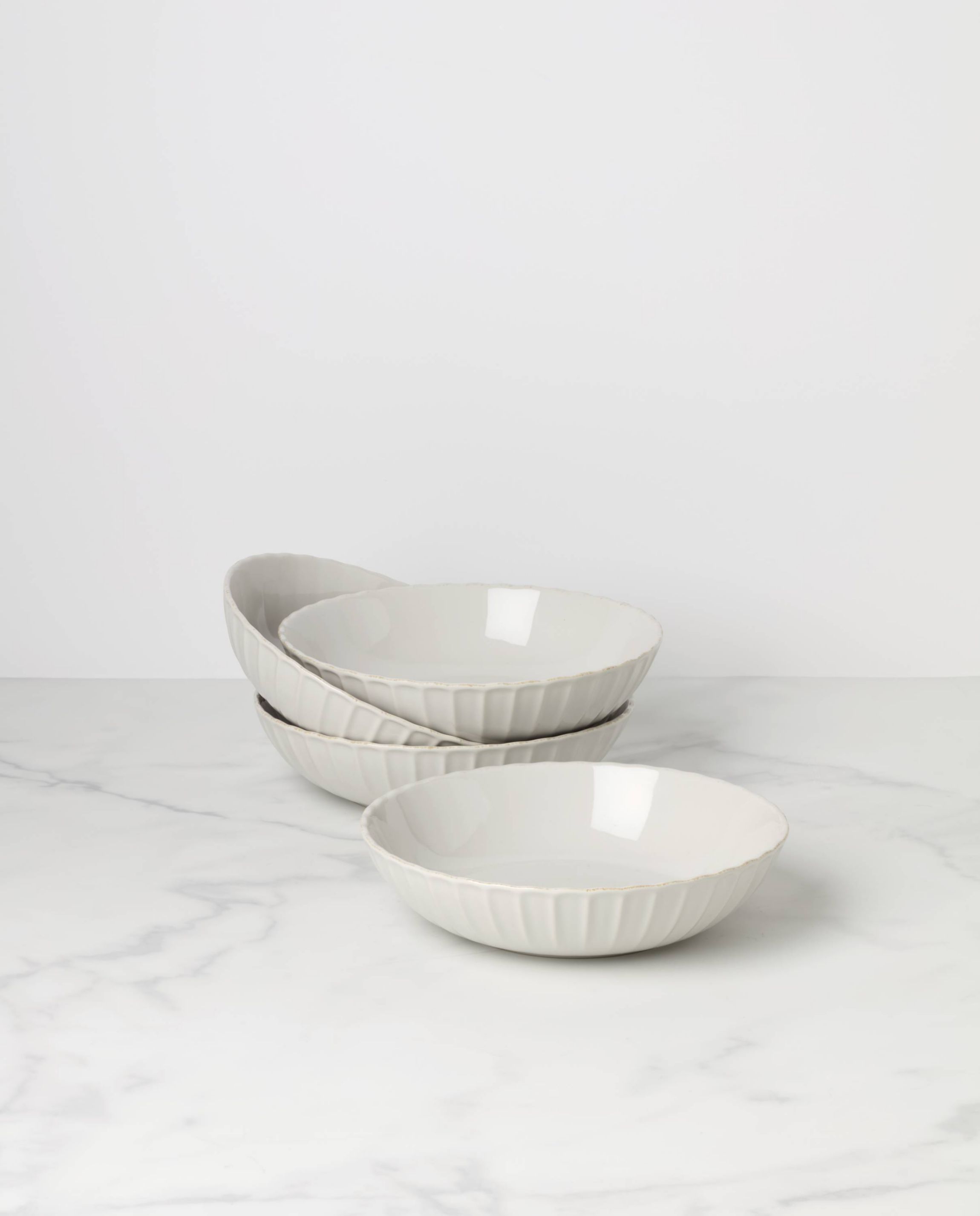 French Perle Scallop Pasta Bowls, Set of 4