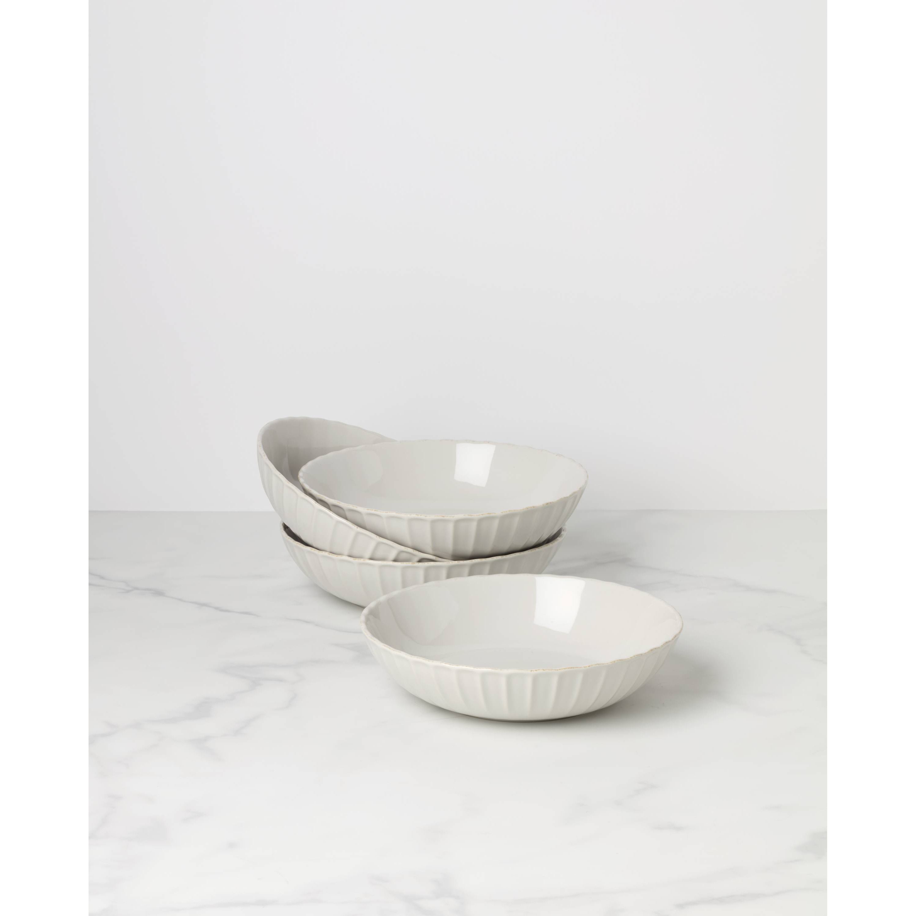French Perle Scallop Pasta Bowls, Set of 4