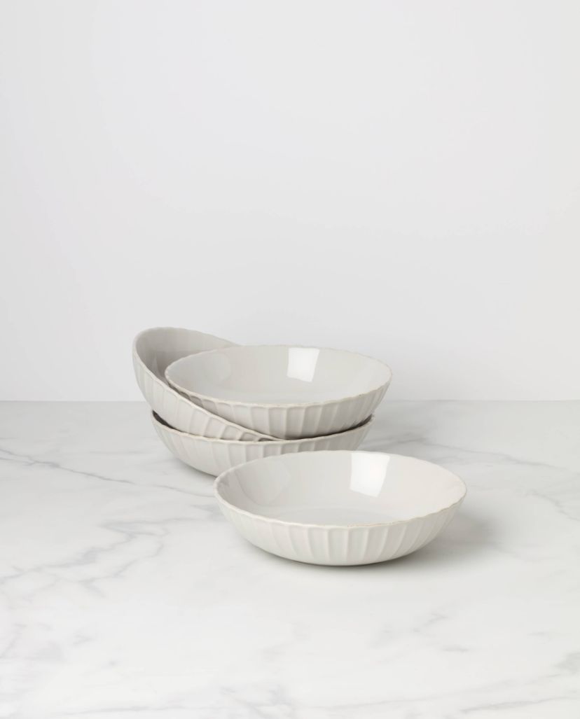 French Perle Scallop Pasta Bowls, Set of 4