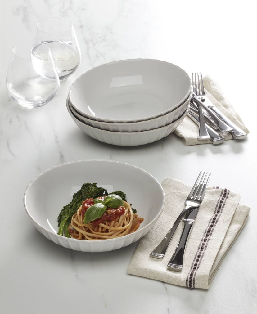 French Perle Scallop Pasta Bowls, Set of 4