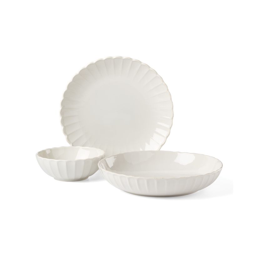 French Perle Scallop White 12-Piece Dinnerware Set