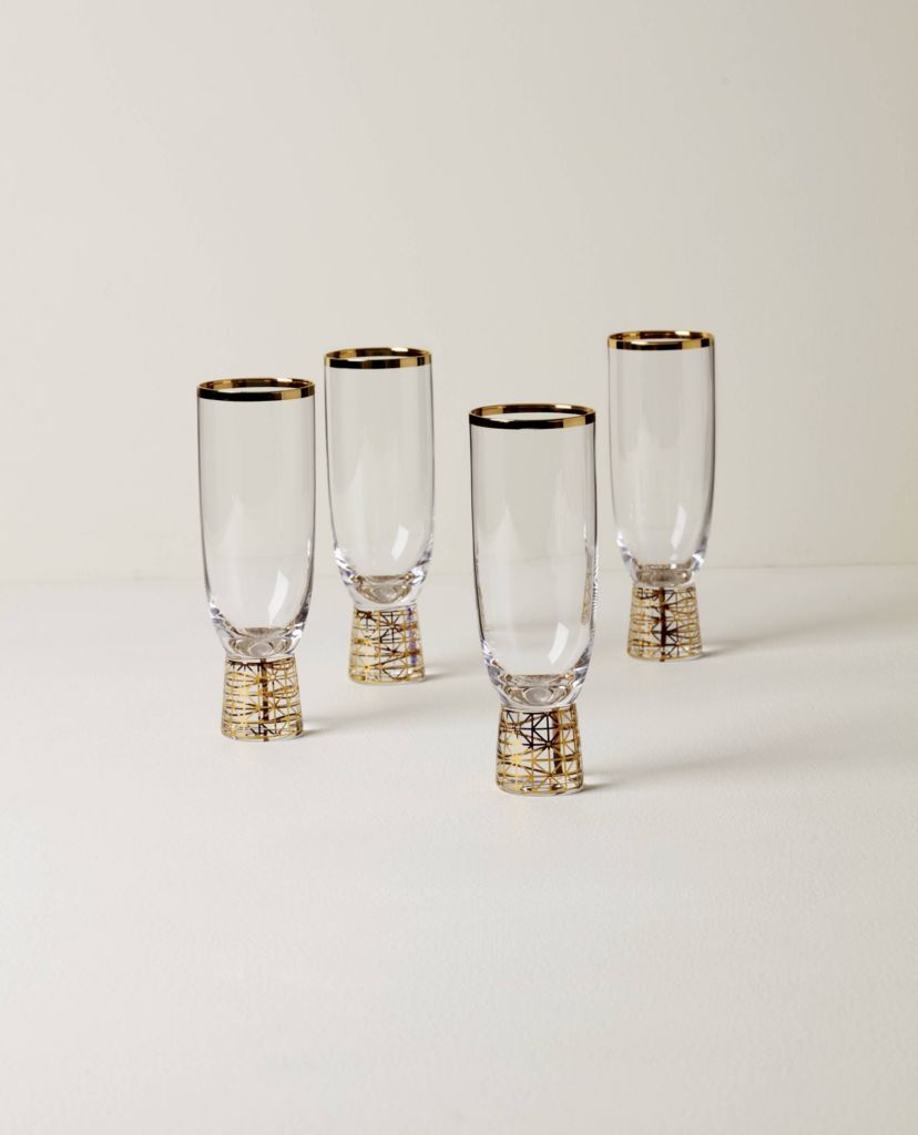 Tuscany Classics Gold Frost Flutes, Set of 4