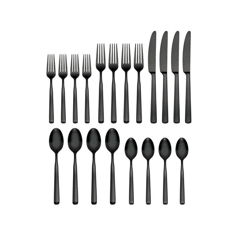 Ryder Satin Black 20-Piece Flatware Set