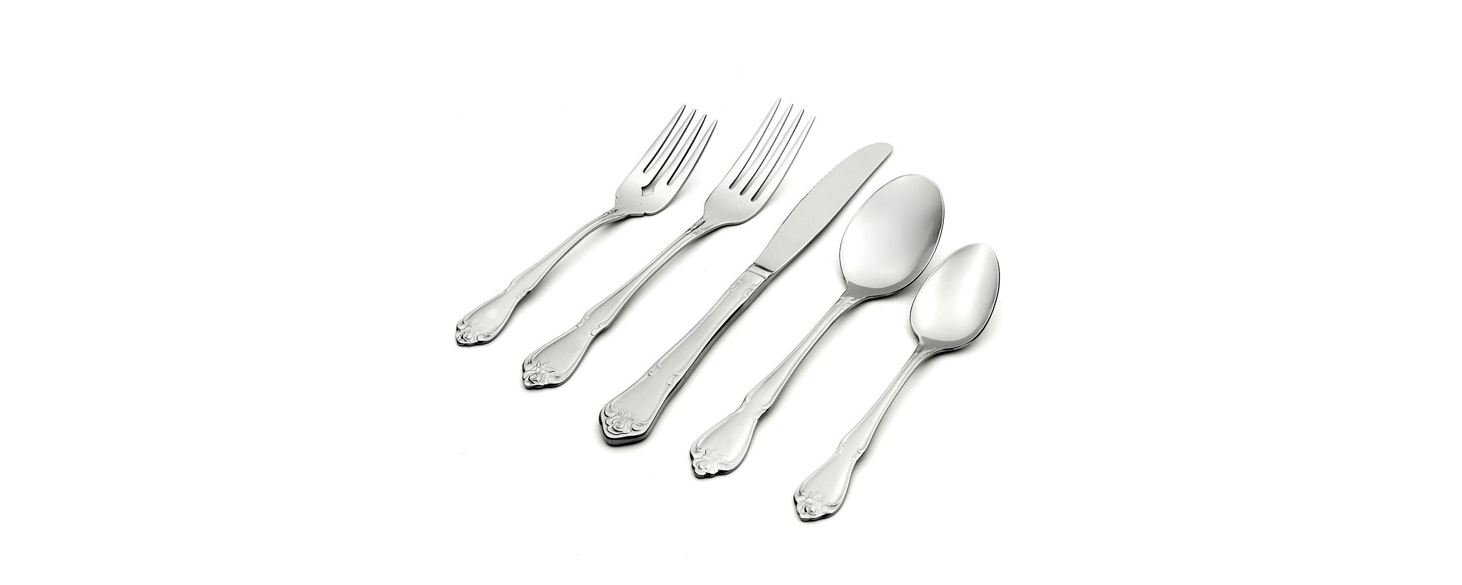 True Rose 45 Piece Everyday Flatware Set, Service For 8