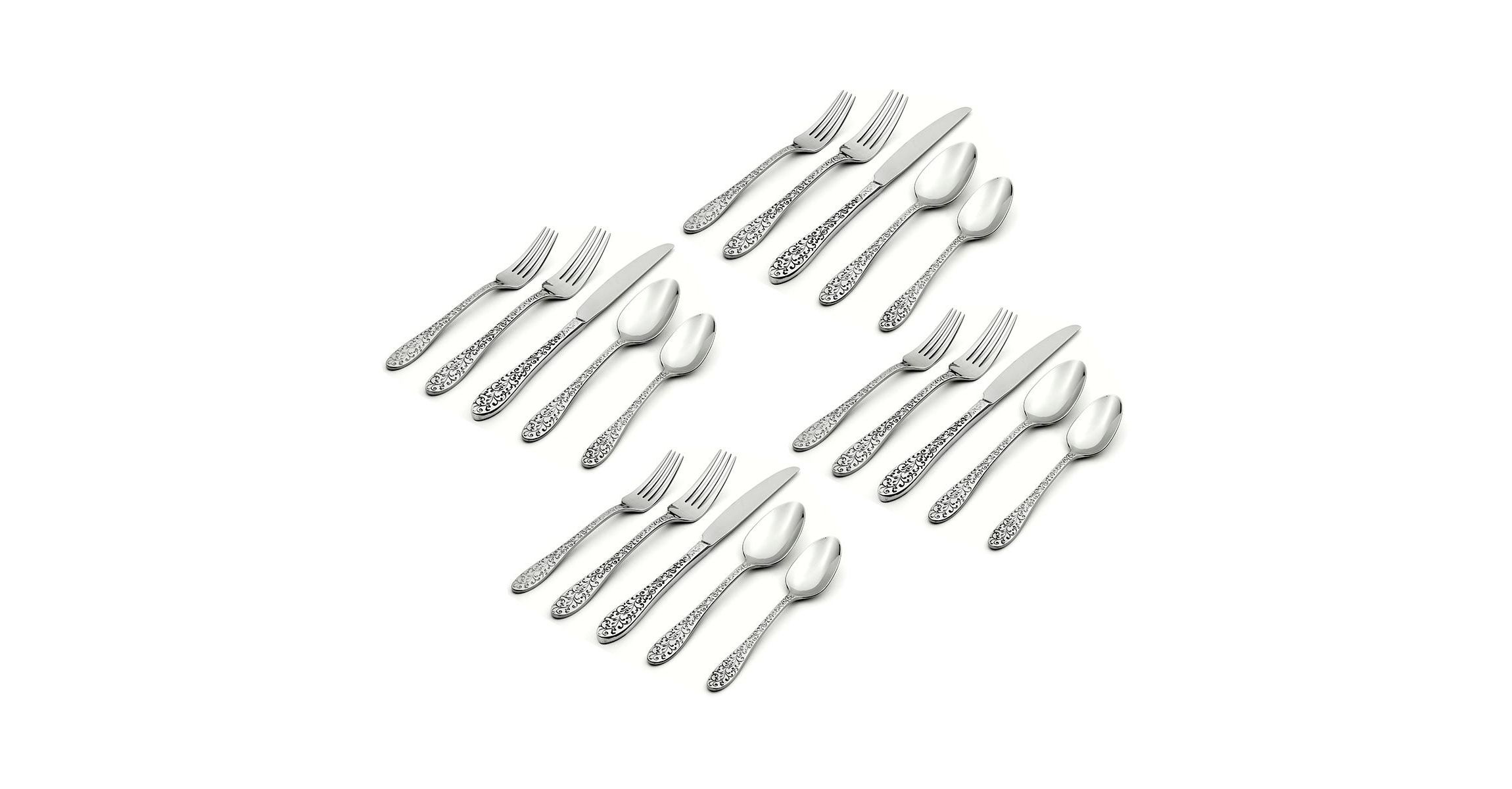 Ivy Flourish 20 Piece Fine Flatware Set, Service For 4