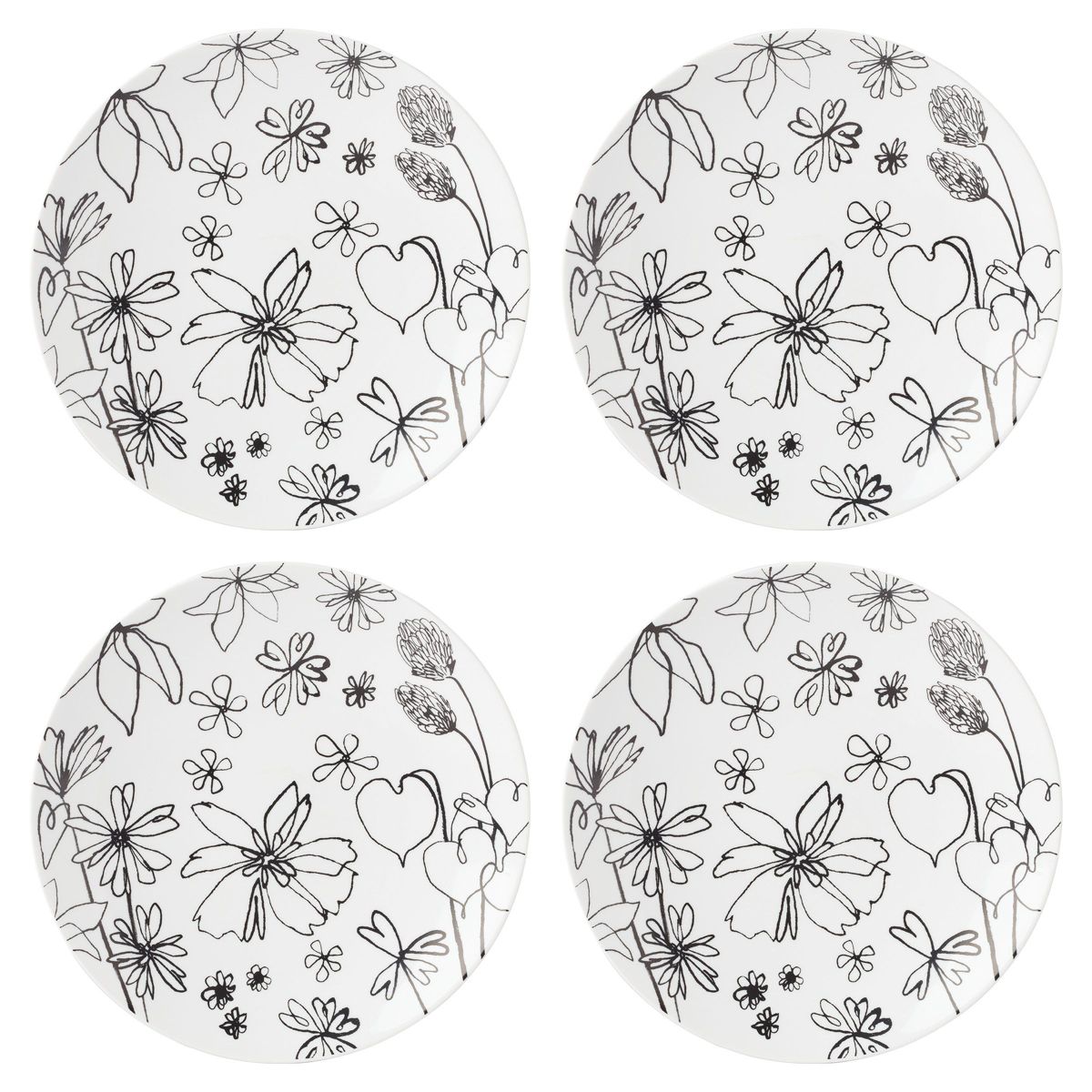 Garden Doodle Accent Plate, Set of 4