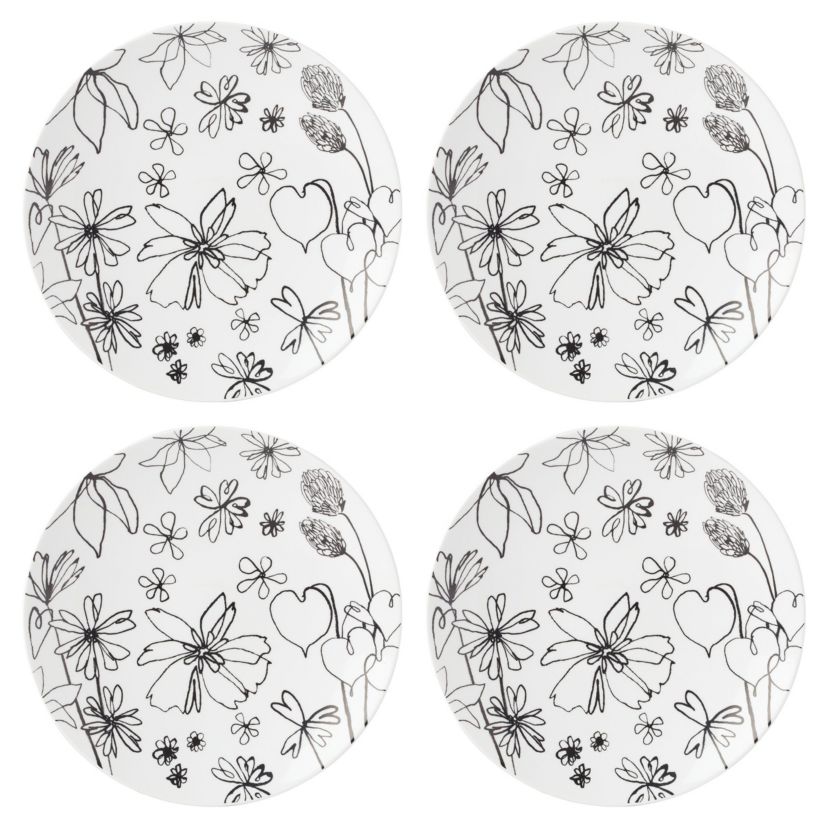 Garden Doodle Accent Plate, Set of 4