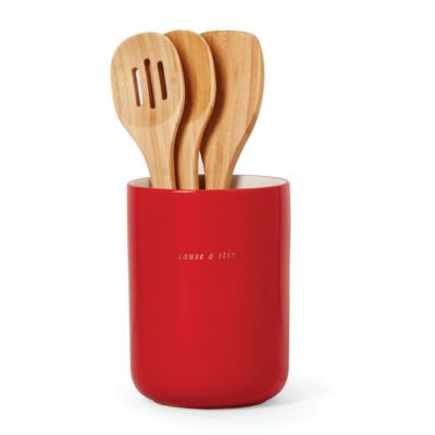 kate spade new york Knock On Wood Apple Crock With Servers, Red -  0882864868855