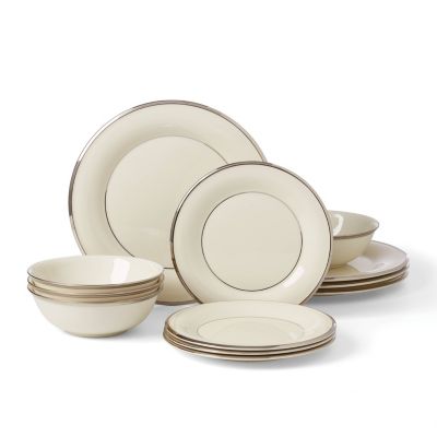 kate spade new york Solitaire 12-Piece Dinnerware Set, Service for 4, Ivory