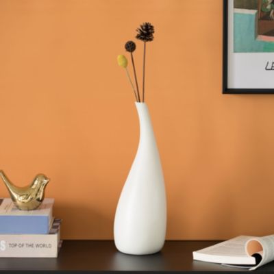 Uniquewise White Contemporary Unique Teardrop Shaped Ceramic Table