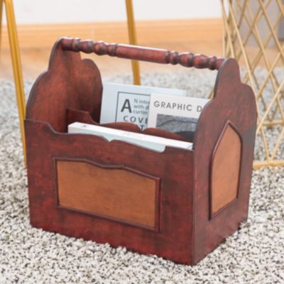 Handcrafted Decorative Wooden Magazine Rack with Handle