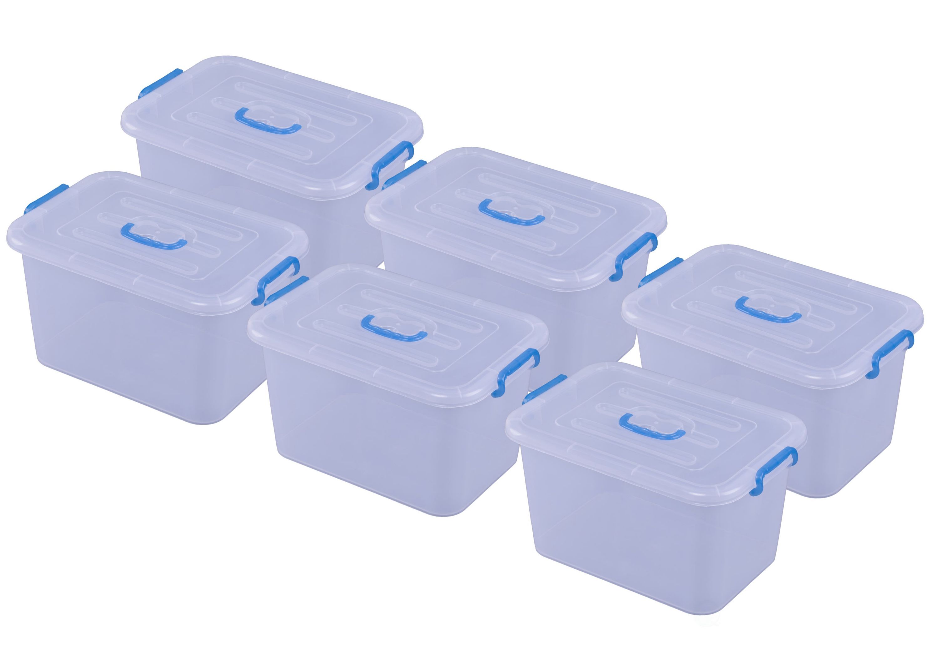 Basicwise Large Clear Storage Container With Lid and Handles, Set of 6 ...