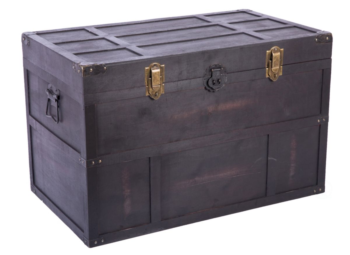 Vintiquewise Antique Style Large Dark Wooden Storage Trunk with ...
