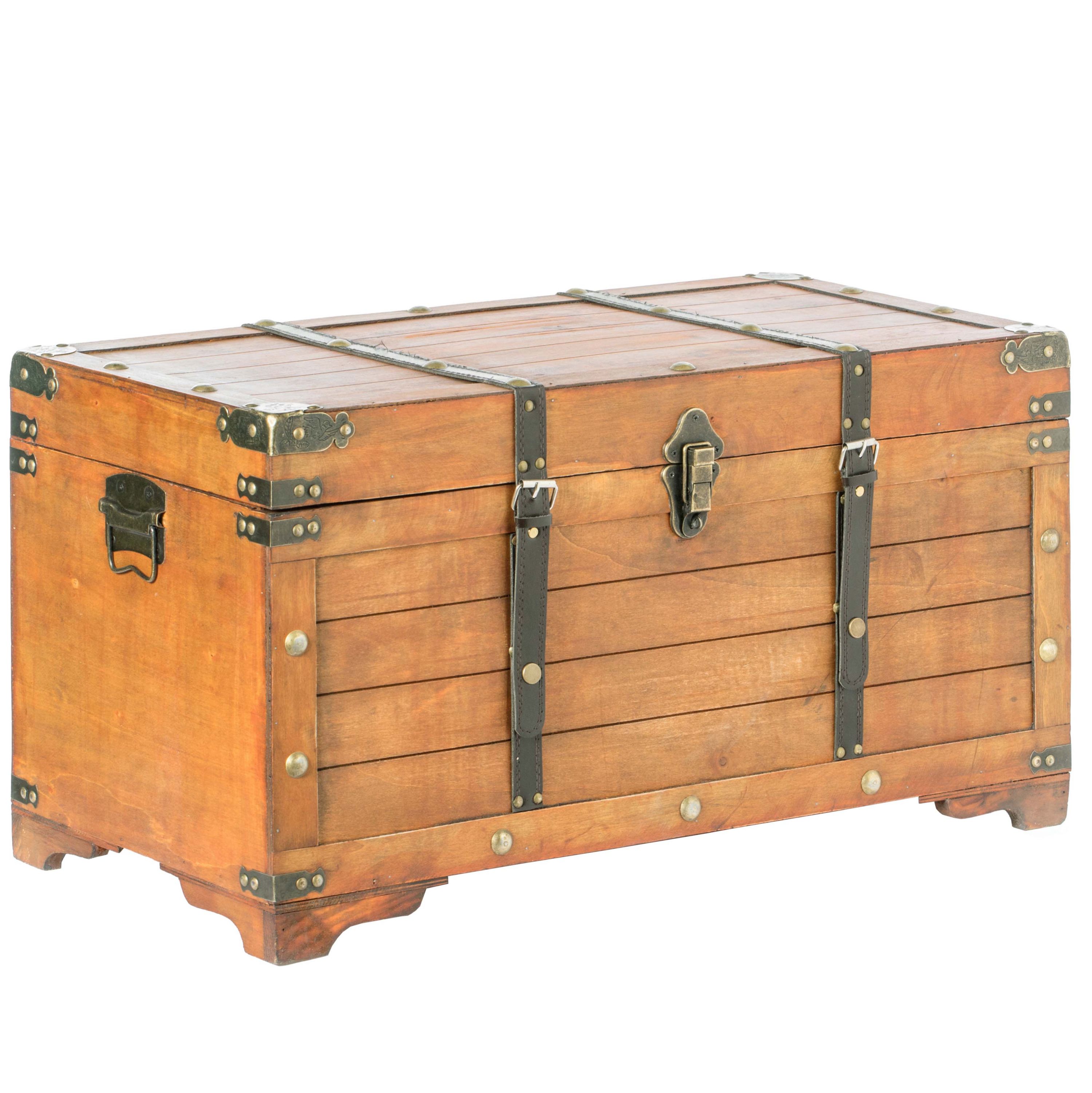 Rustic Large Wooden Storage Trunk with Lockable Latch