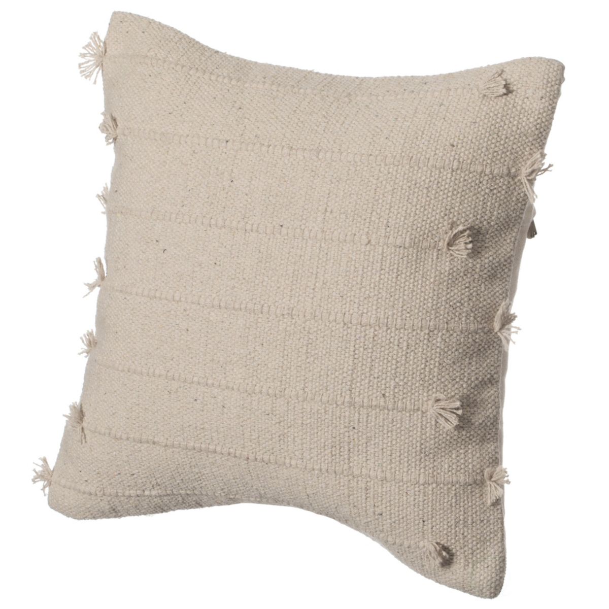 16" Handwoven Cotton Throw Pillow Cover with Drawstring, Natural