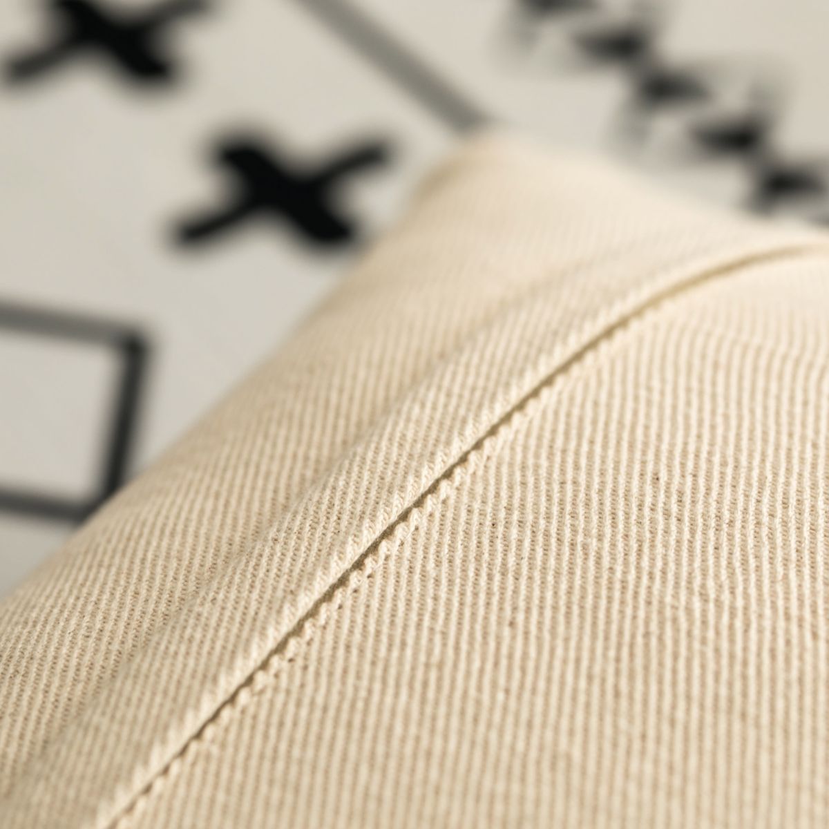 16" Handwoven Cotton Throw Pillow Cover with Drawstring, Natural