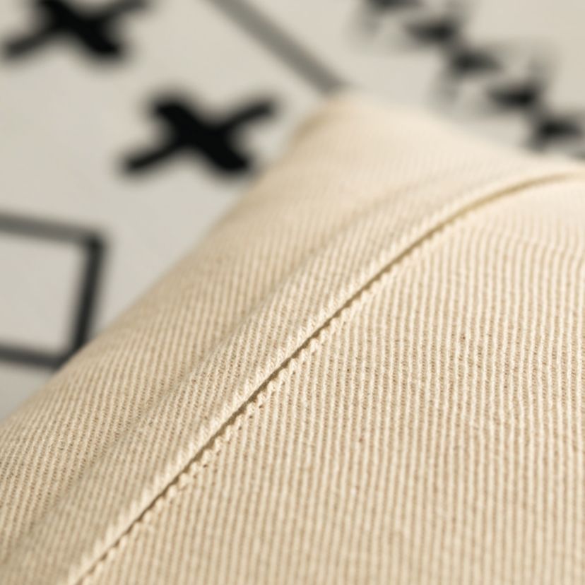 16" Handwoven Cotton Throw Pillow Cover with Drawstring, Natural