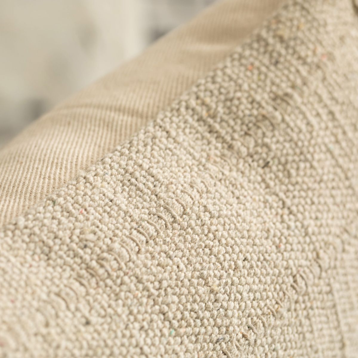 16" Handwoven Cotton Throw Pillow Cover with Drawstring, Natural