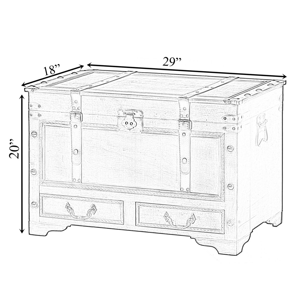 Large Grey Storage Trunk Chest With Drawer Organizer and Handles for Easy Moving