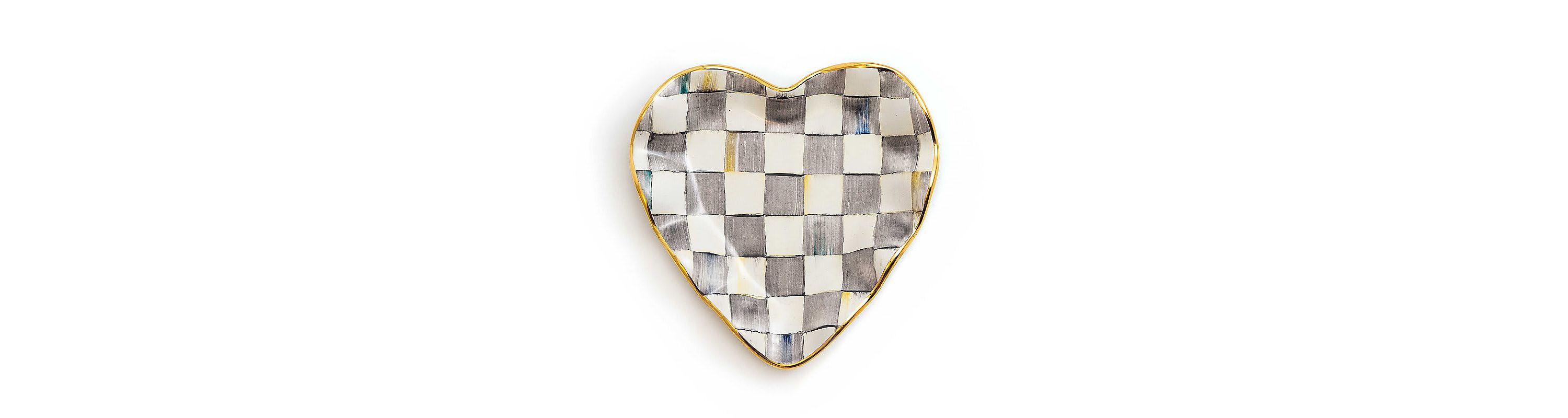 Sterling Check Fluted Heart Plate