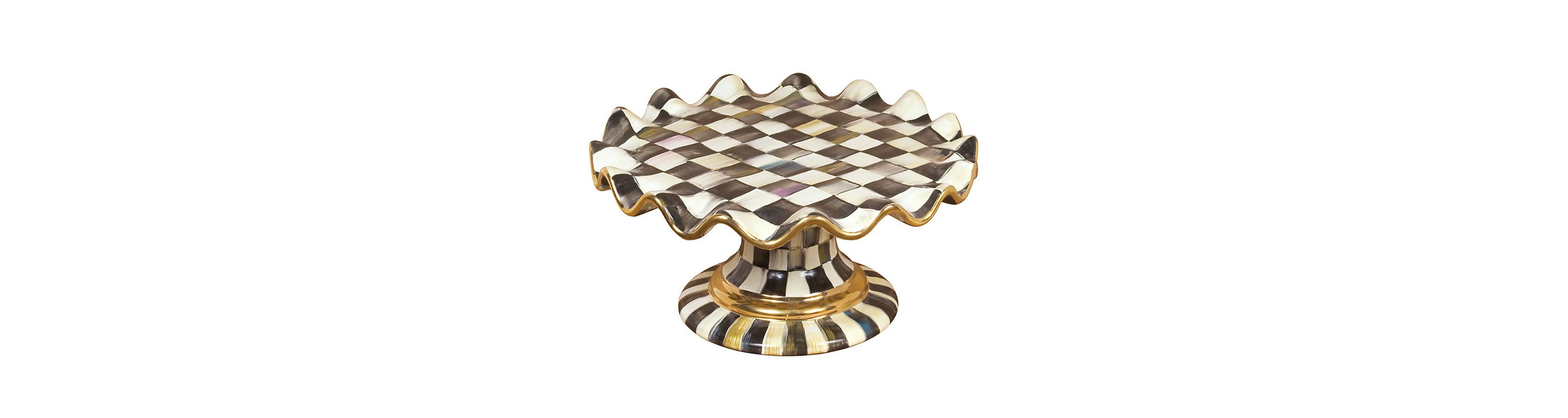 Courtly Check Ceramic Fluted Cake Stand