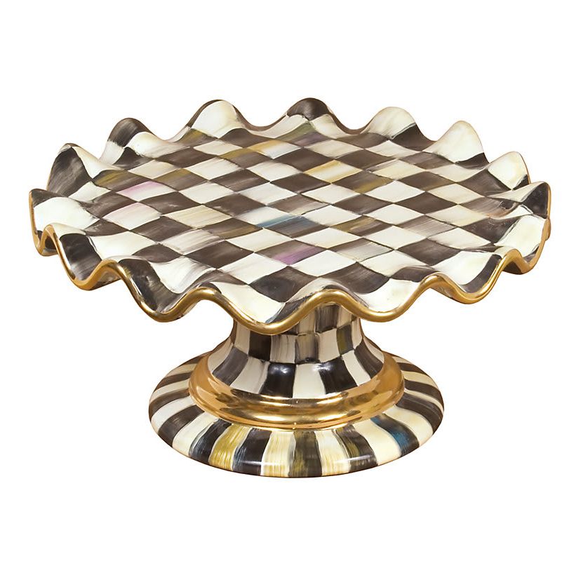 Courtly Check Ceramic Fluted Cake Stand