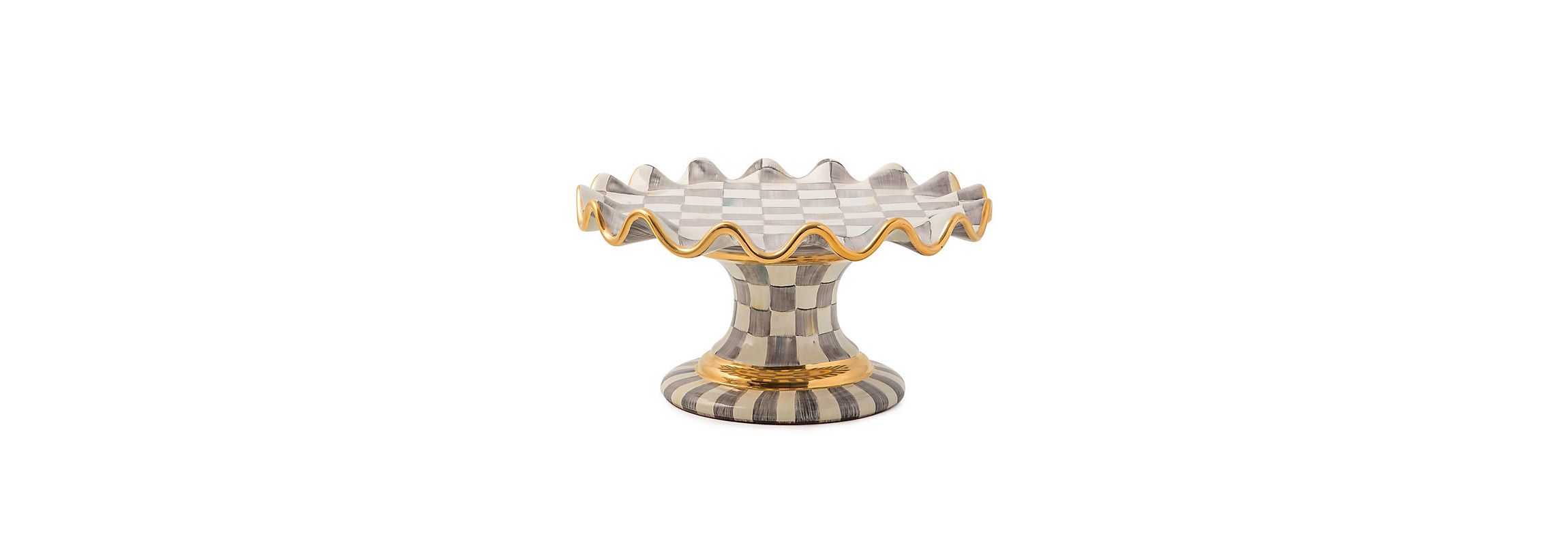 Sterling Check Ceramic Fluted Cake Stand