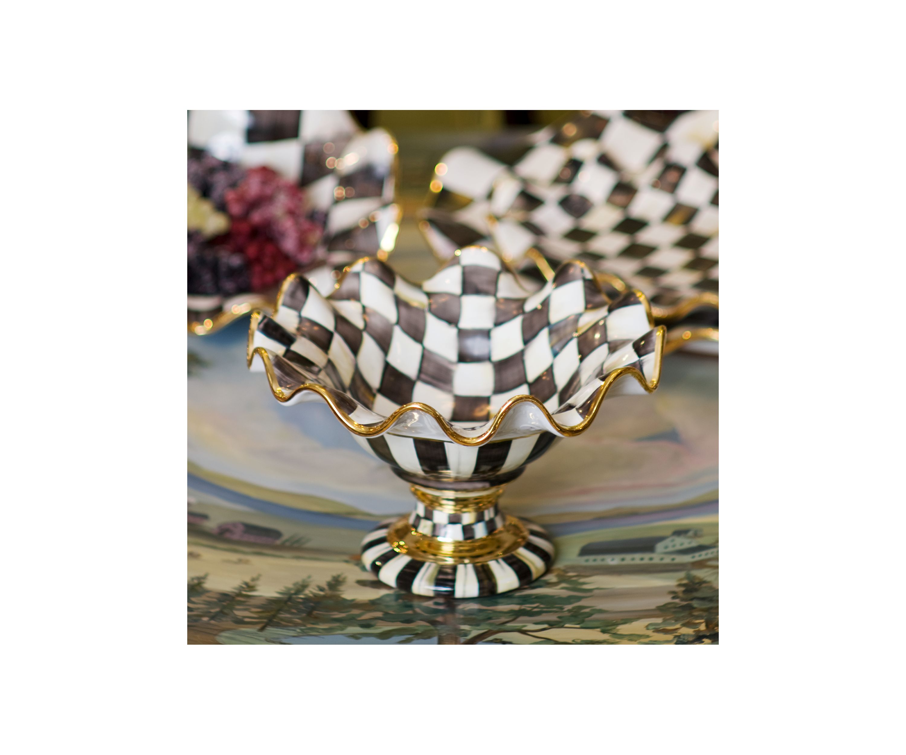 Courtly Check Ceramic Compote