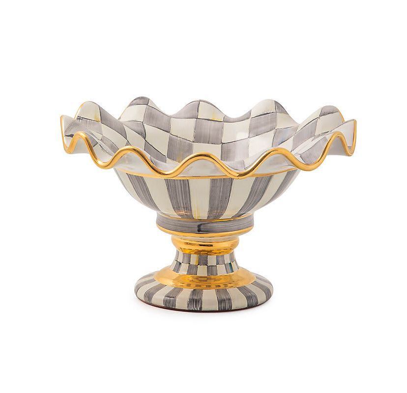 Sterling Check Ceramic Compote