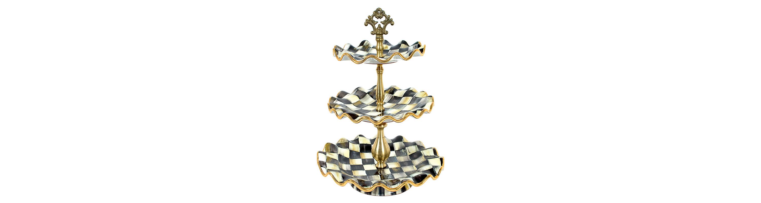 Courtly Check Ceramic Three Tier Sweet Stand
