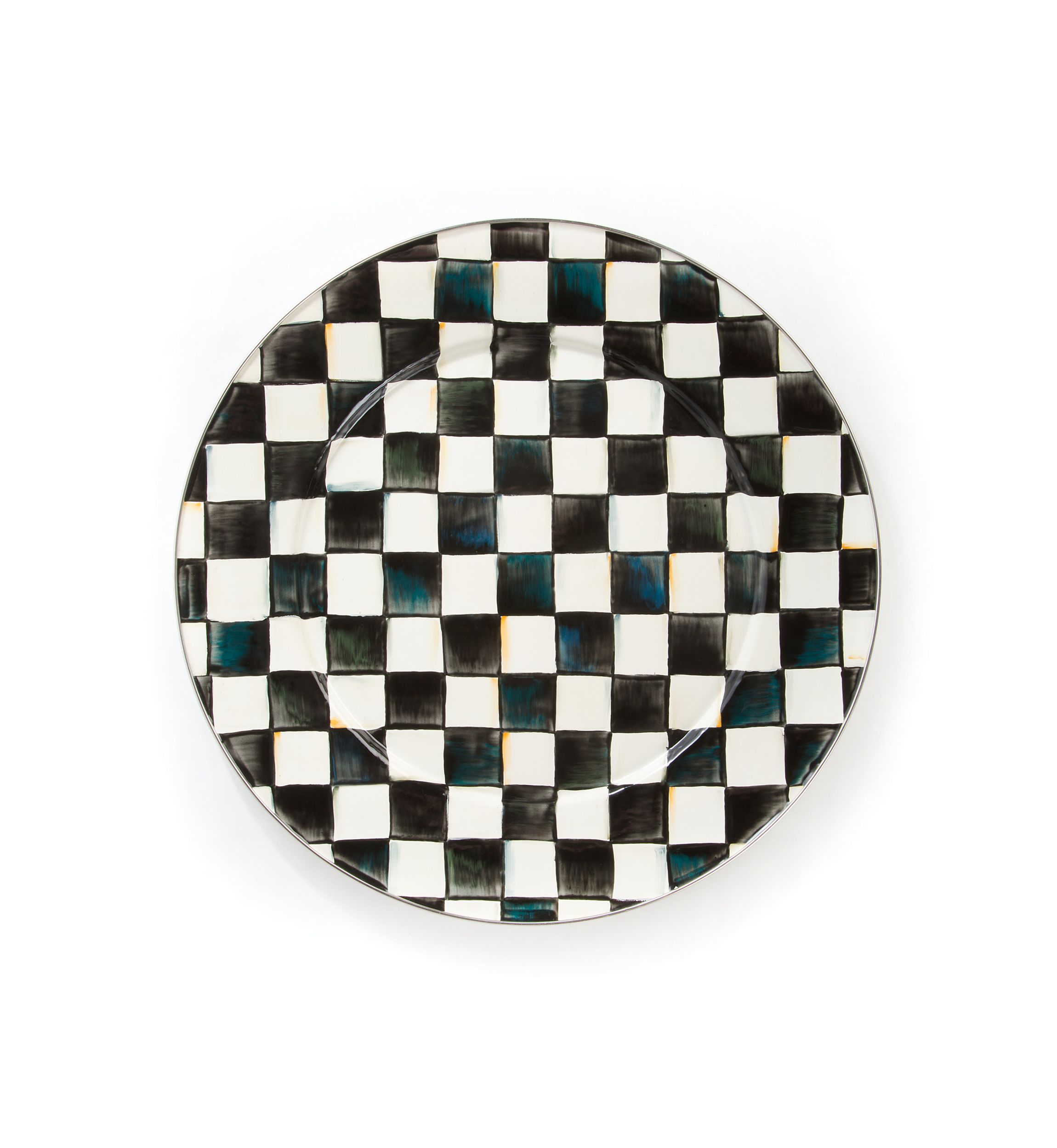 Check Enamel Serving Platter