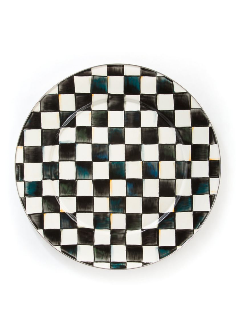 Check Enamel Serving Platter