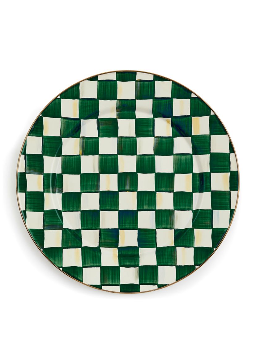 Check Enamel Serving Platter