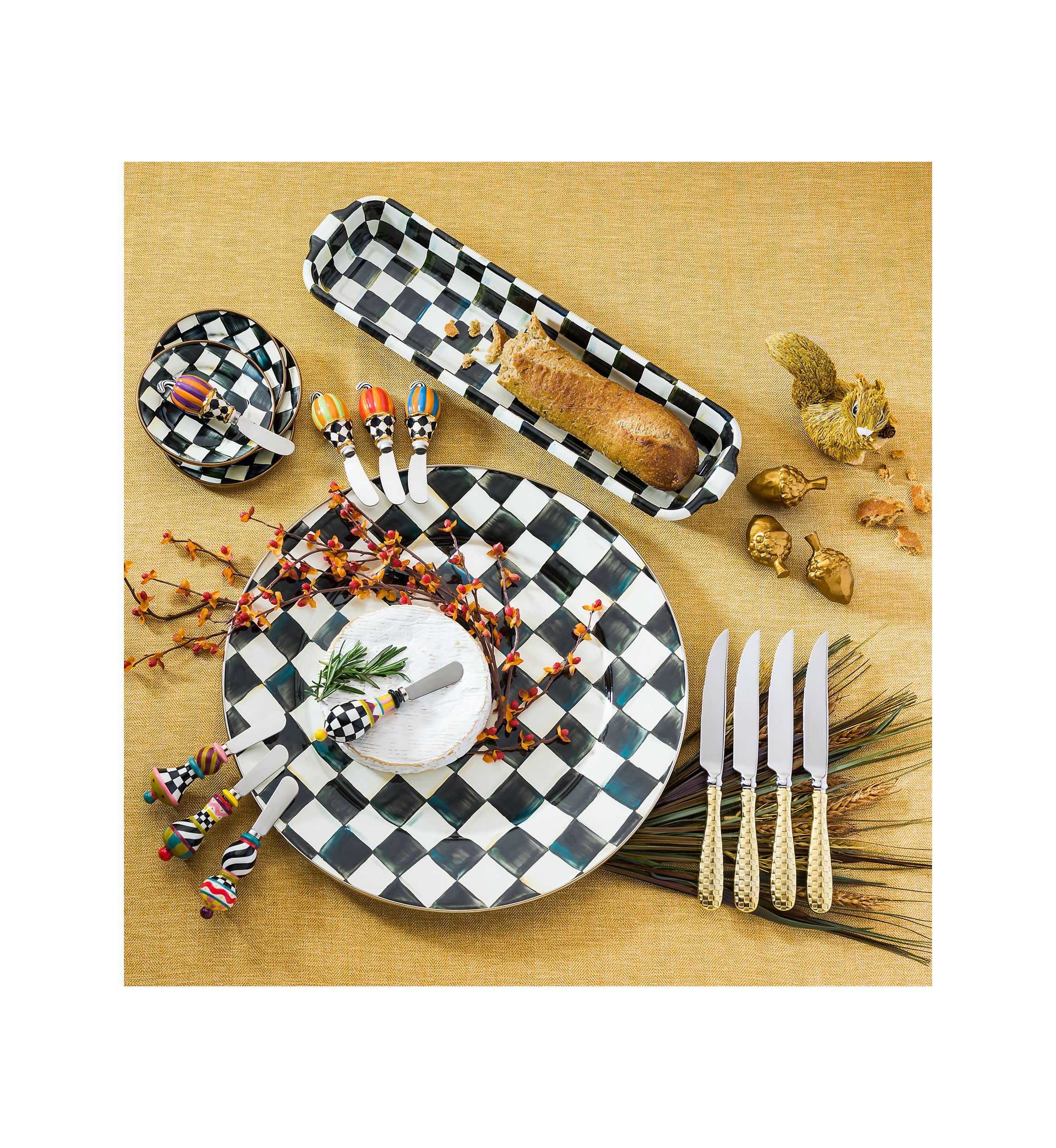 Check Enamel Serving Platter