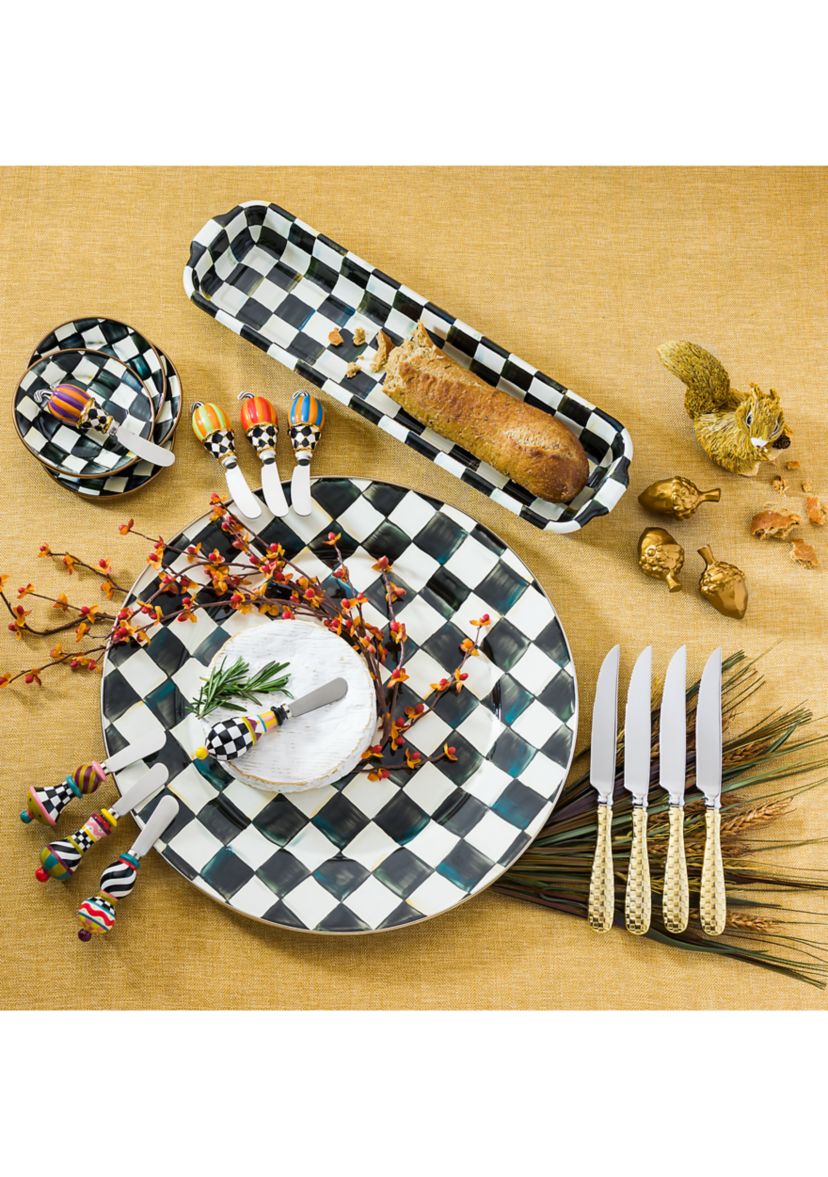 Check Enamel Serving Platter