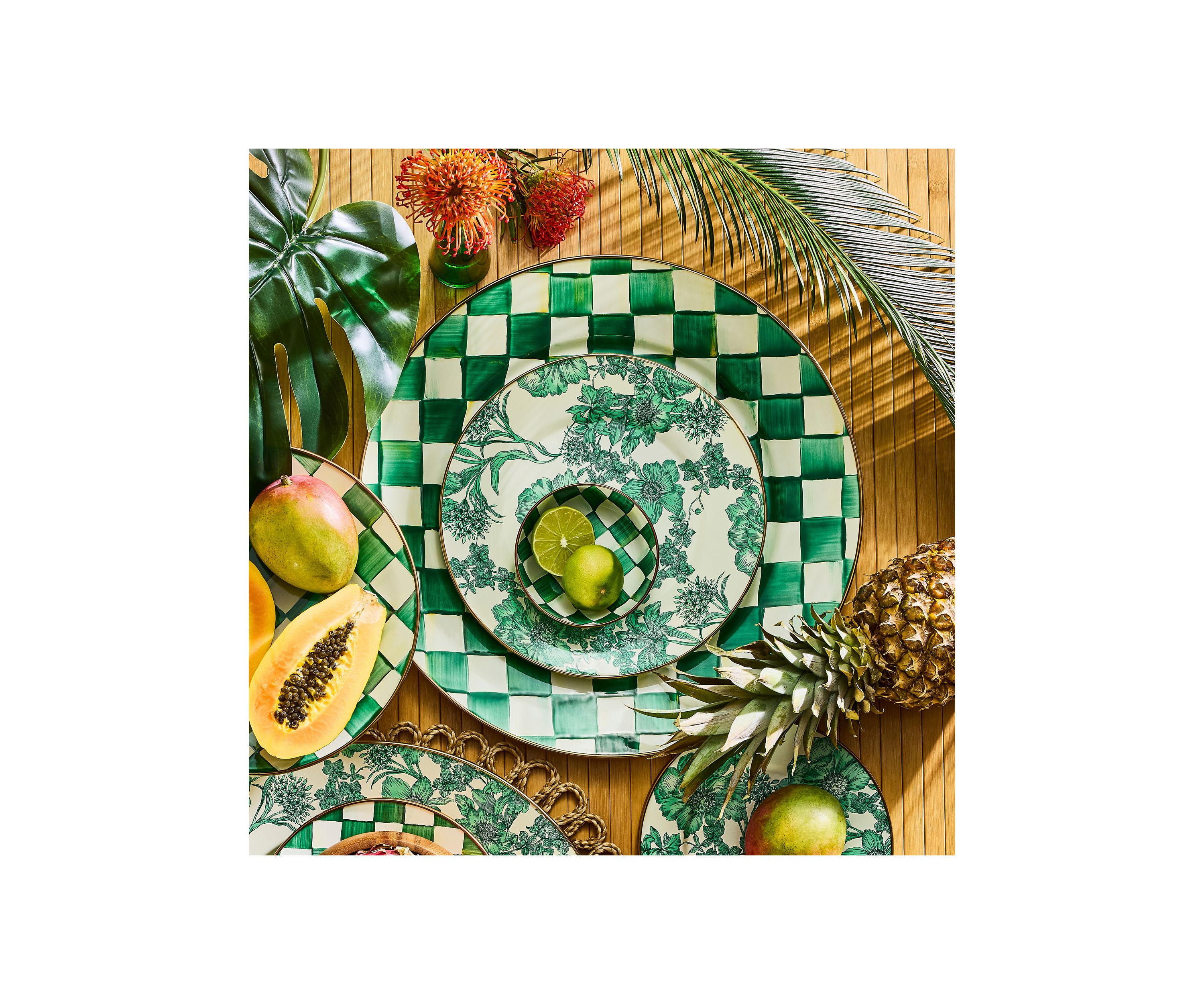 Check Enamel Serving Platter
