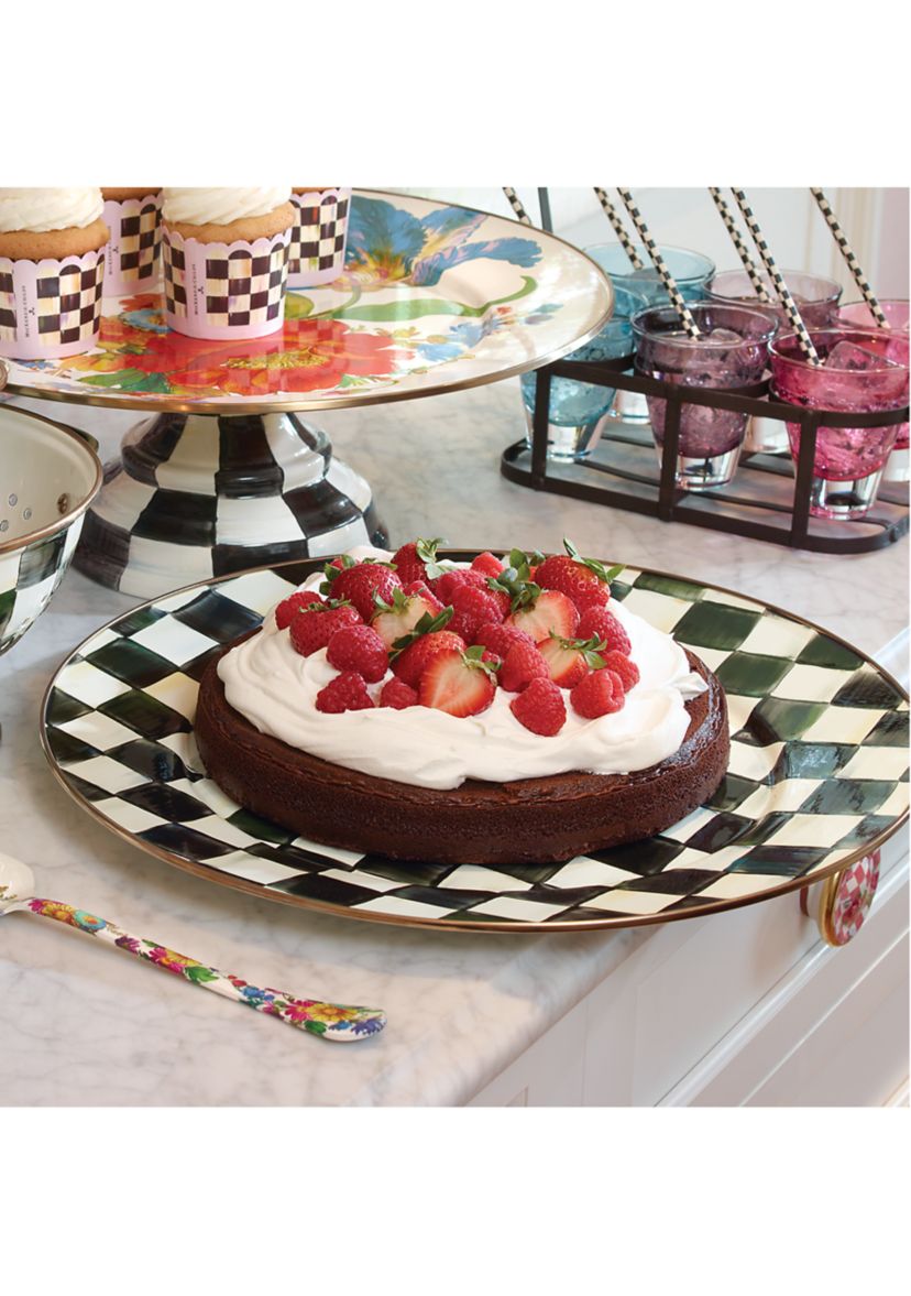 Check Enamel Serving Platter