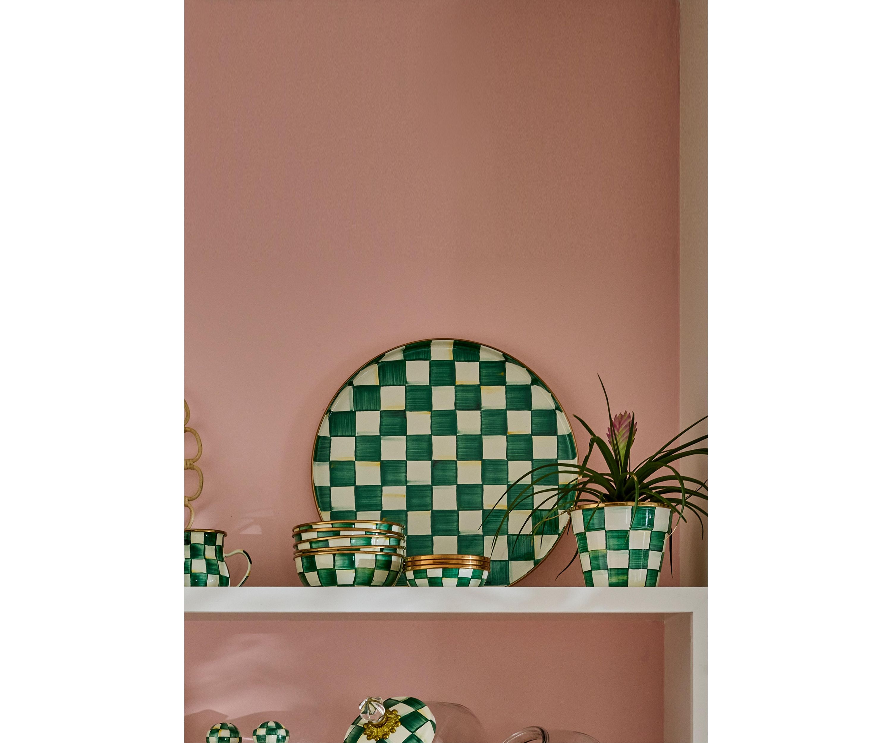 Check Enamel Serving Platter