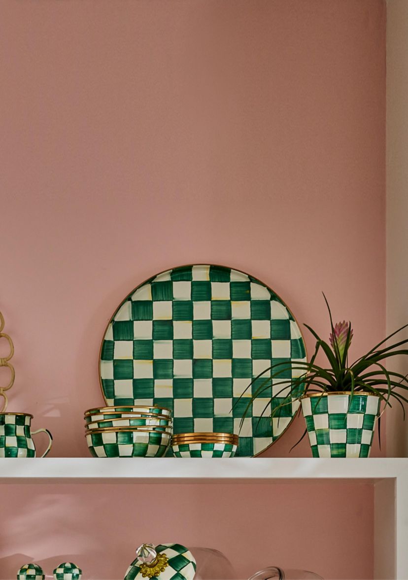 Check Enamel Serving Platter