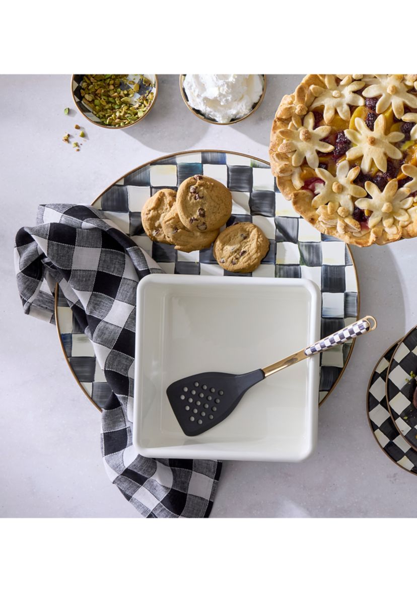 Check Enamel Serving Platter