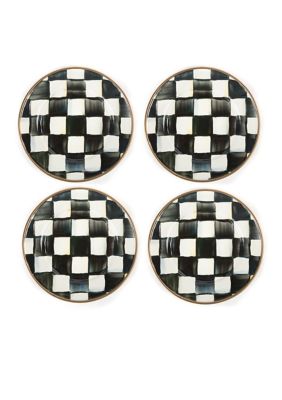 Check Enamel Appetizer Plates - Set of 4