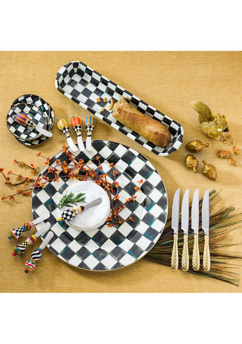 Check Enamel Appetizer Plates - Set of 4